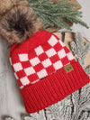 The Red & Pink Color Pop Check Beanie Hat