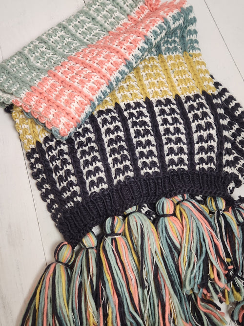 Colorburst Fringe Knit Scarf