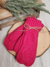 Pink Cable Knit Mittens