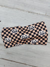 Pumpkin Checkered Faux Bow Headhug