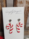 Candy Cane Handmade Clay Earrings
