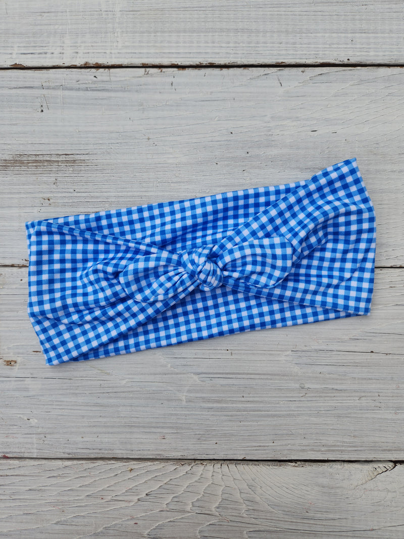 Headhug - Blue Gingham Faux Bow