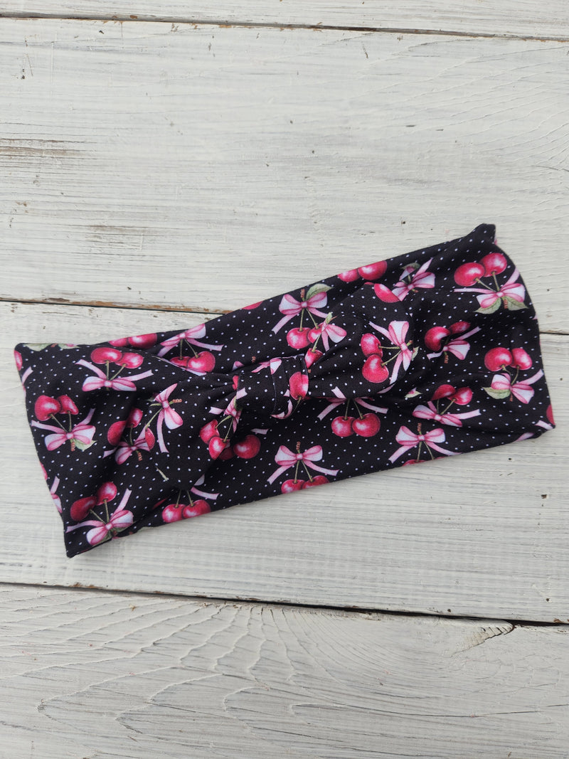 Bows + Cherries Faux Bow Headhug