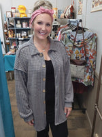 Grey Check Medium Weight Shacket (small- 3xl)