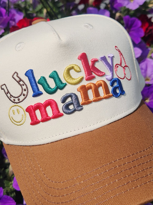 Lucky Mama | Embroidered Snapback Trucker Hat