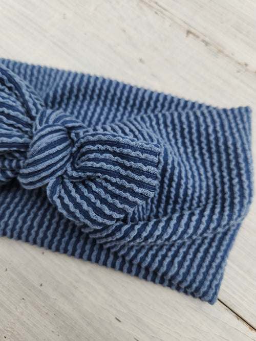 Navy Textured Faux Bow Headhug