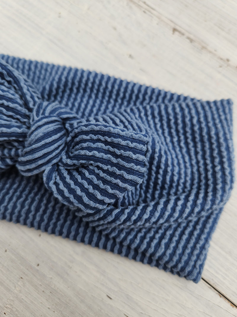 Navy Textured Faux Bow Headhug