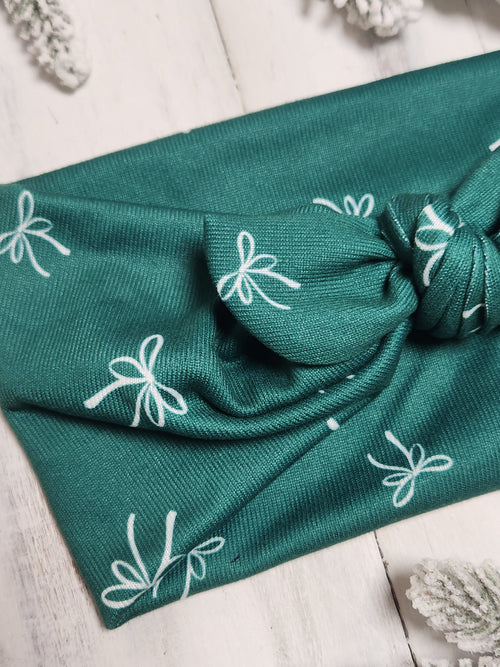 Green Bow Faux Bow Headhug
