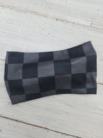 Black & Grey Check Faux Bow Headhug