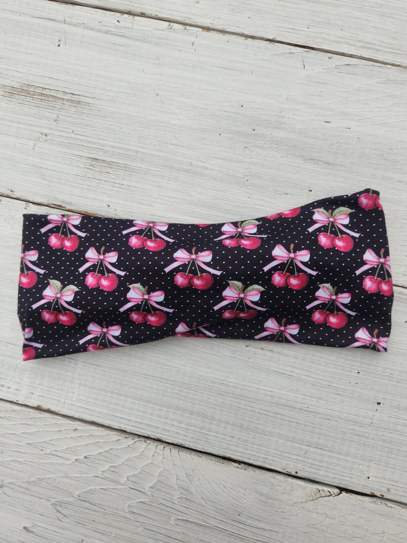 Bows + Cherries Faux Bow Headhug