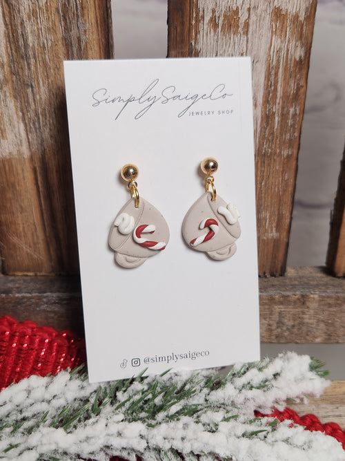 Candy Cane Cocoa Handmade Clay Earrings