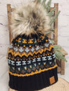 The Winter Wanderer Pom Beanie Hat - Black