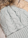 The Chalet Cable Knit Pom Beanie Hat - Ice Blue