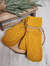 Mustard Cable Knit Mittens