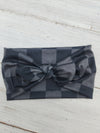 Black & Grey Check Faux Bow Headhug