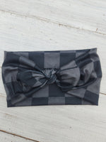 Black & Grey Check Faux Bow Headhug