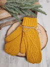 Mustard Cable Knit Mittens