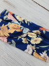 Headhug - Navy Floral Ribbed Faux Bow