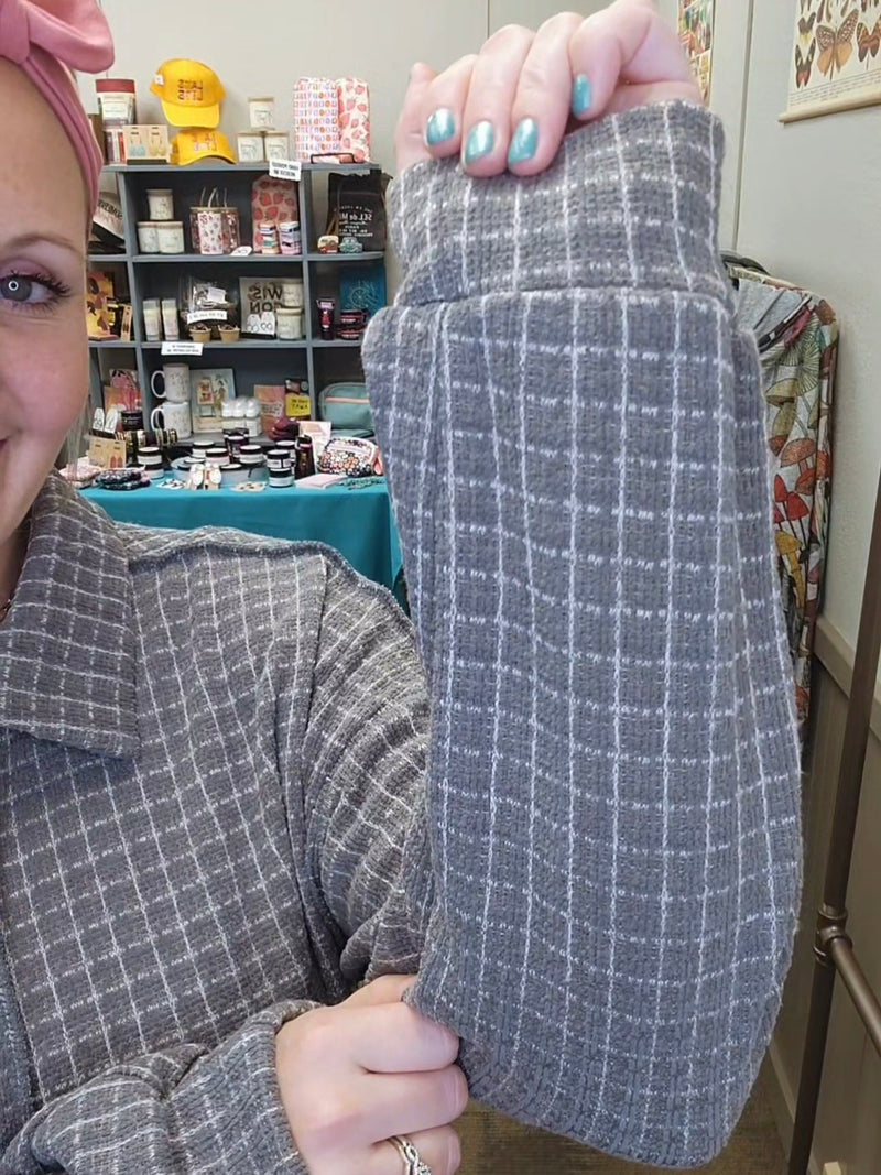 Grey Check Medium Weight Shacket (small- 3xl)