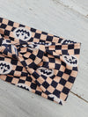 Pumpkin Checkered Faux Bow Headhug