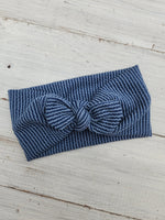 Navy Textured Faux Bow Headhug
