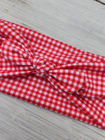 Headhug - Red Gingham Faux Bow