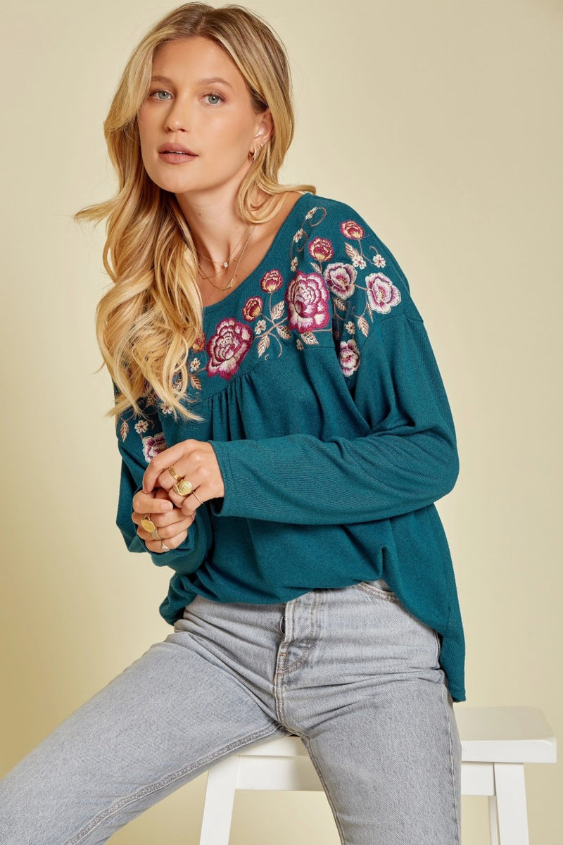 Rosario Long Sleeve Embroidered Top
