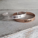 Brushed Copper Cuff Bracelet - Brave