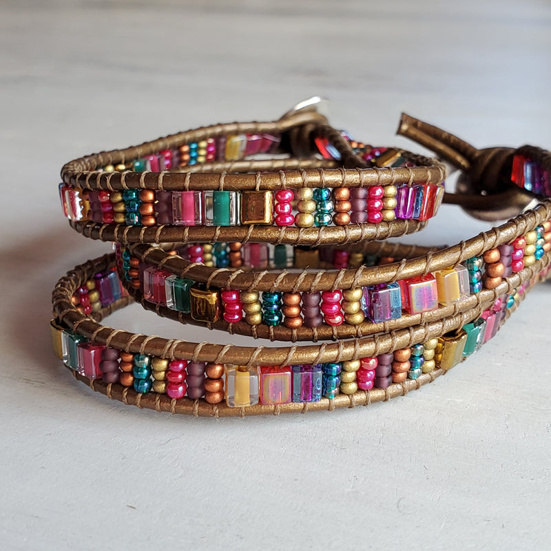 Miyuke Bead & Leather Bracelet - Multi