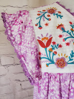Moca Flutter Sleeve Embroidery Top