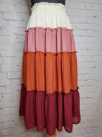 Oshawa Colorblock Boho Ruffle Skirt