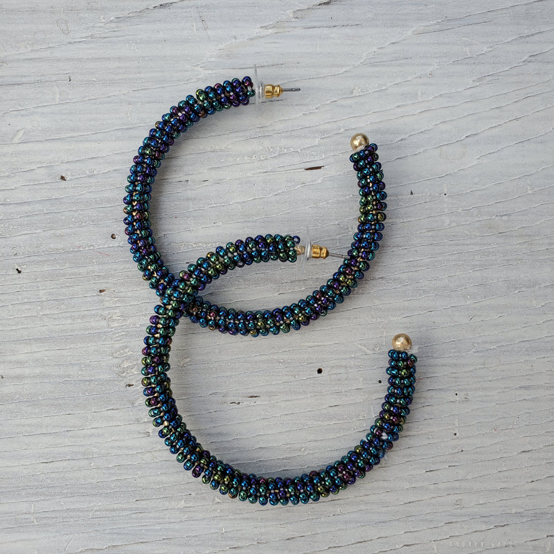 Bead Hoop Earrings - 3 Colors