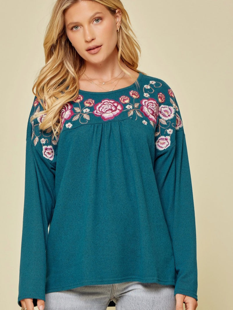 Rosario Long Sleeve Embroidered Top