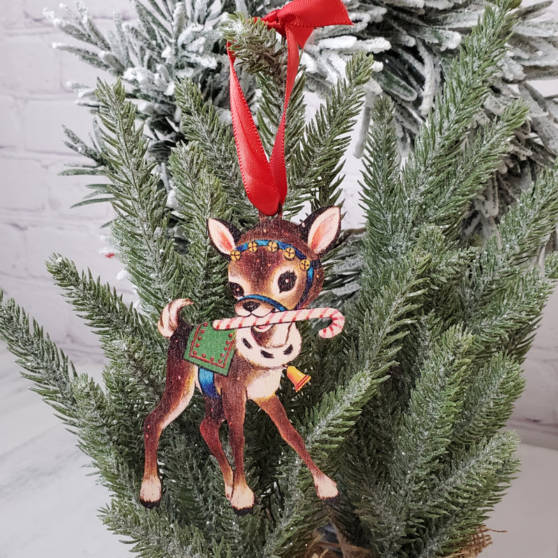 Vintage Deer Wood Ornament