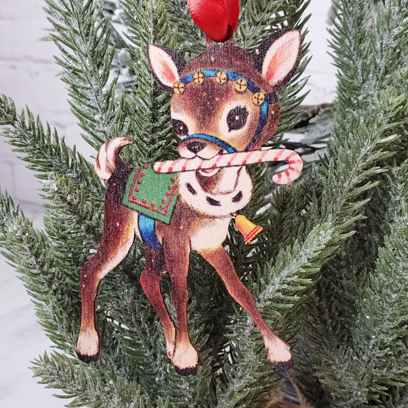 Vintage Deer Wood Ornament