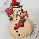 Vintage Snowman Wood Ornament