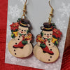 Vintage Snowmen Wood Earring