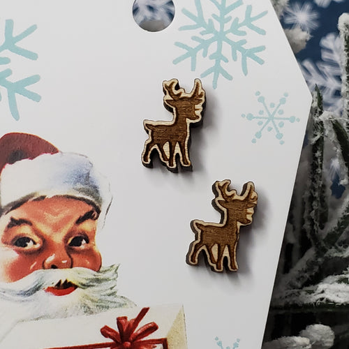 Rudolph Wood Stud Earrings