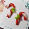 Candy Cane Polymer Clay Stud Earrings
