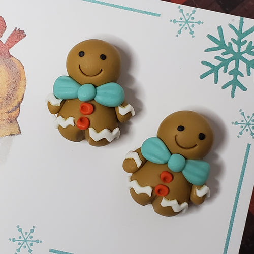 Gingerbread Man Polymer Clay Stud Earrings