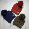 Lares Oversized Cable Knit Chunky Pom-Pom Beanie Hat - 3 Colors