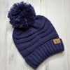 Lares Oversized Cable Knit Chunky Pom-Pom Beanie Hat - 3 Colors