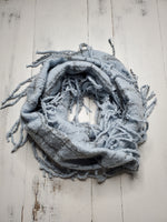 Abuja Blue Plaid Fringe Infinity Scarf