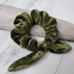 Velvet Hair Scrunchie with Bunny Ribbon Tie - 5 Colors
