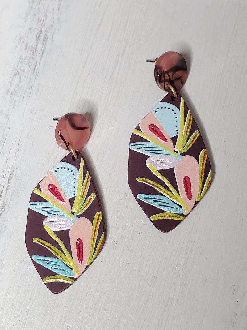 Asymmetrical Abstract Floral Earrings
