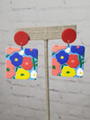Colorful Square Floral Earrings