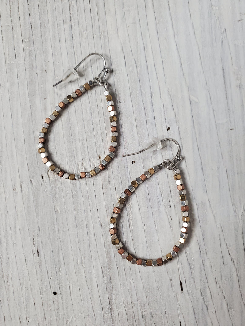 Silver & Copper Lightweight Beaded Earrings