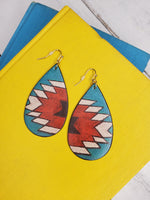 Aztec Teardrop Faux Leather Earrings