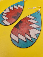 Aztec Teardrop Faux Leather Earrings