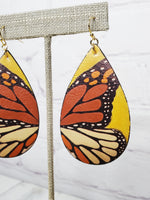 Butterfly Teardrop Faux Leather Earrings